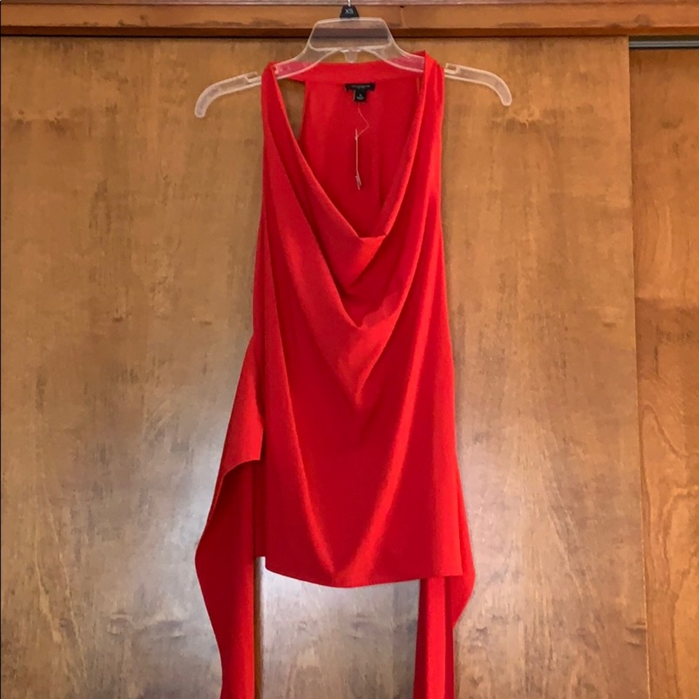 Red Ann Taylor Sleeveless Tie Blouse W/ Zipper❤️
